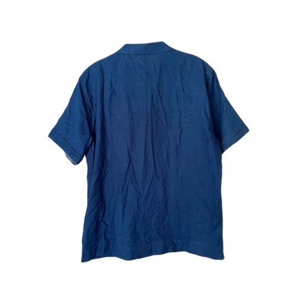 FRAME Blue Short Sleeve Cotton Button Up Camp Shirt Top Mens Size Medium - Picture 5 of 9